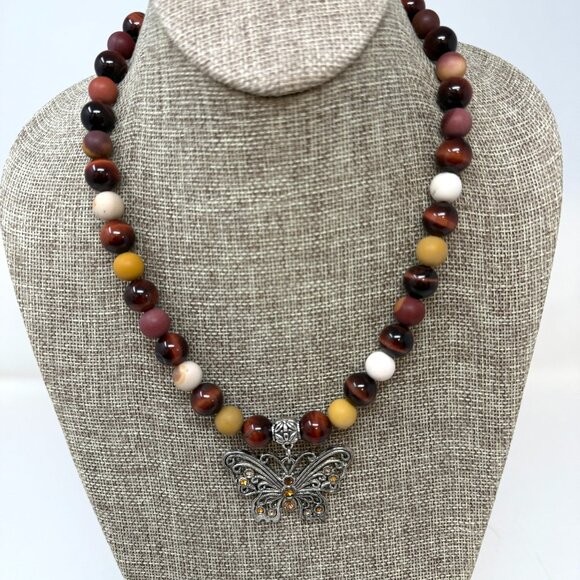 🆕️ Mookite 32" Butterfly Semi Precious Necklace - Picture 1 of 1